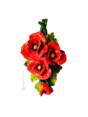 POPPIES Wall decorative object to hang artistic ceramic