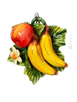 APPLE BANANAS Wall decorative object to hang artistic ceramic