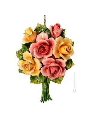 BOUQUET Wall decorative object to hang artistic ceramic