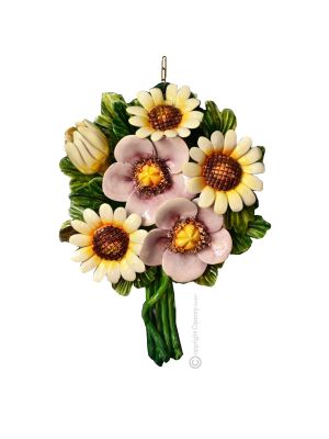 BOUQUET Wall decorative object to hang artistic ceramic