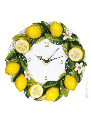 Wall clock designer ceramic - Home style - Lemons floral motifs