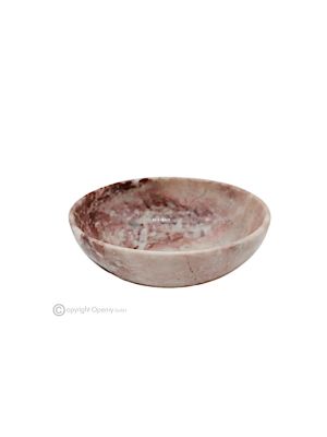 Precious red marble bowl, elegant design centerpiece, handmade in Italy with natural stone.