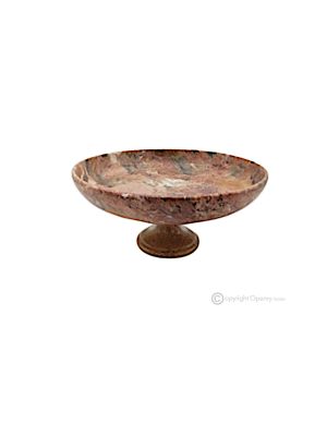 FRUIT BOWL in Rosso Prezioso marble, handmade centerpiece modern design, authentic natural stone