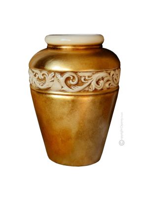 VASE IRIS artistic ceramic with 24k gold leaf Made in Italy
