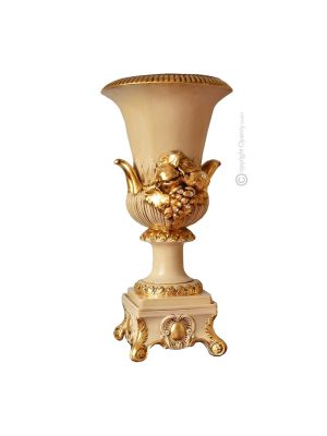 VASE IMPERO Baroque style artistic ceramic with 24k gold details Made in Italy