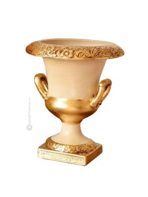 Handmade ceramic vase - Accent décor - Romanesque goblet design