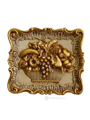 Ceramic wall art sculpture - Decor art - Baroque fruits basket