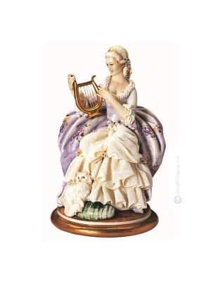 LADY WITH LYRE Statuette statue figure porcelain Capodimonte handmade made in Italy exclusive