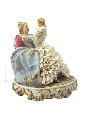 MOTHER WITH BABY Statuette statue figure porcelain Capodimonte handmade made in Italy exclusive