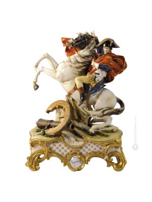 NAPOLEON CROSSING THE ALPS Statuette statue figure porcelain Capodimonte handmade Made in Italy exclusive