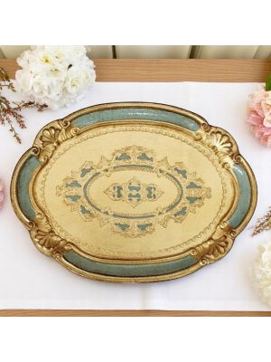 Fine wooden tray hand decorated with 24K gold leaf in Florence.