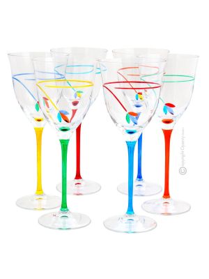 6 Stemmed crystal glasses water - Decor art - Line petals motiv