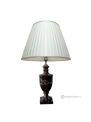 LAMP in red Levanto marble, lampshade in authentic natural stone, luxury decorative element.