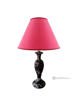 LAMP in fine black Portoro marble, lampshade in authentic natural stone, handmade.
