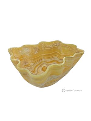 CENTERPIECE in honey onyx, authentic natural stone, elegant handmade luxury element.
