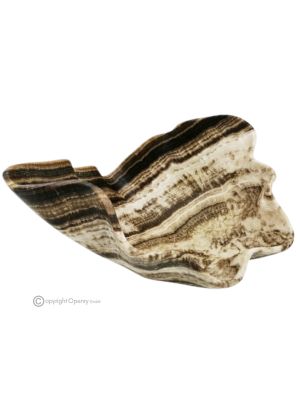 CENTERPIECE in chocolate onyx authentic natural stone, luxury decoration, handmade.