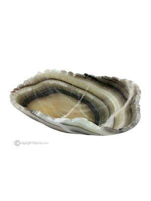 CENTERPIECE in zebra onyx, authentic natural stone, luxury decoration handmade.