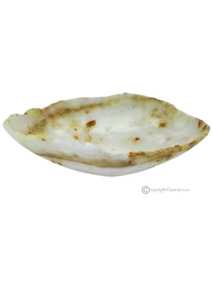 CENTERPIECE in white onyx, authentic natural stone, with a modern design, handmade.