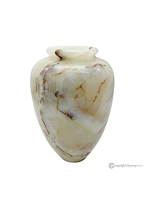 Iris onyx marble curved VASE, authentic and handmade, elegant and exclusive design.