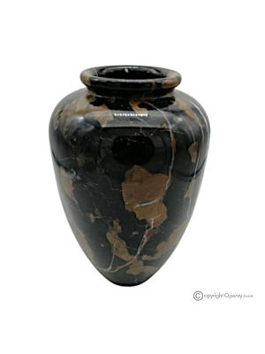 Curved VASE in black Michelangelo marble, natural stone, handmade, elegant design.