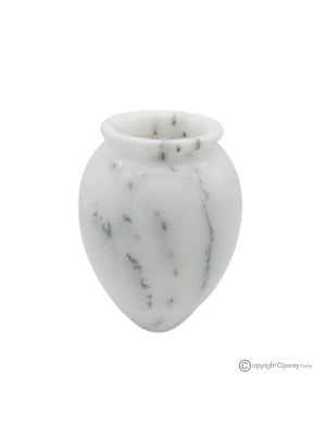 Curved VASE in white Ibiza marble, authentic stone, handmade, elegant and refined design.