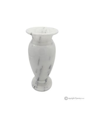 VASE, amphora in authentic Ibiza white marble, handmade, with elegant and sophisticated design.