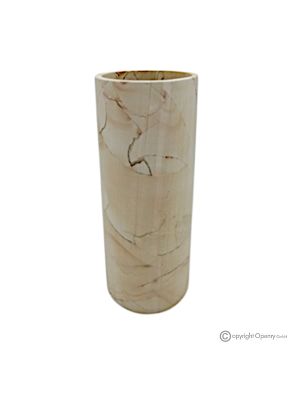 Cylindrical VASE in Teak marble, authentic natural stone, handmade, elegant design.
