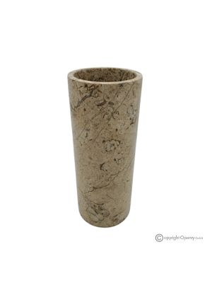 Cylindrical marble VASE, genuine natural fossil stone, handcrafted.