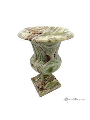 Medici VASE in green onyx marble, natural stone, handcrafted, elegant design.