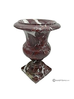 Medici VASE in red Levanto marble, natural stone, handmade, elegant design.