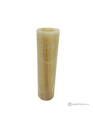 Cylindrical flower vase in amber onyx marble, quality natural stone, handmade.