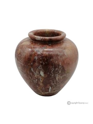 Spherical flower vase in red marble Precious, quality natural stone, handmade.