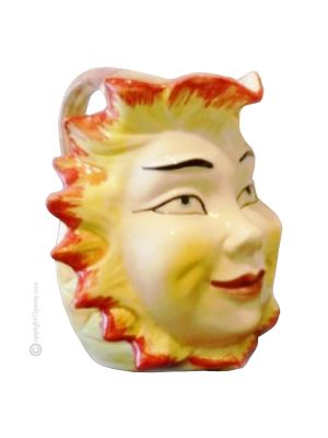 Wine Carafe ceramic - Table decor dining - Sunny face motif