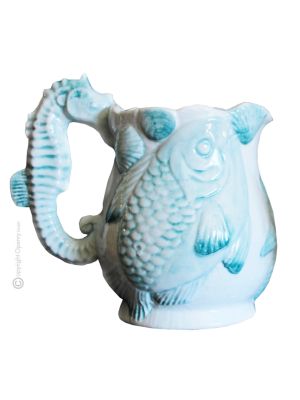 Water carafe ceramic - Table decoration - Fish bas-relief theme