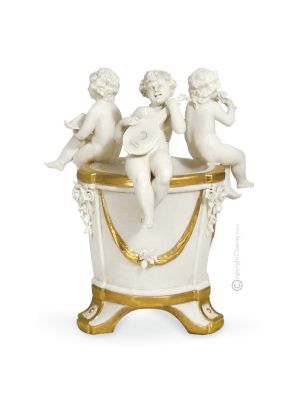 CHERUBS ON THE WELL Statuette statue figure porcelain Capodimonte handmade Made in Italy exclusive