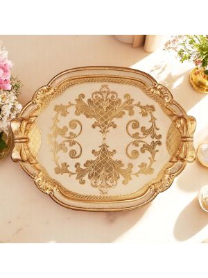 Elegant wooden tray with gold leaf, entirely handmade in Florence.