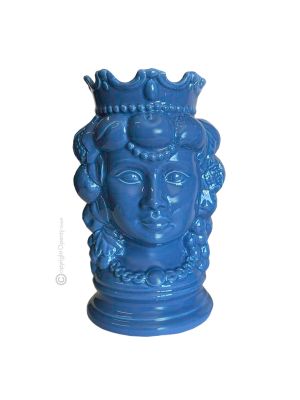 MORO HEADS FEMALE handmade ceramic artistic table ornament Made in Italy