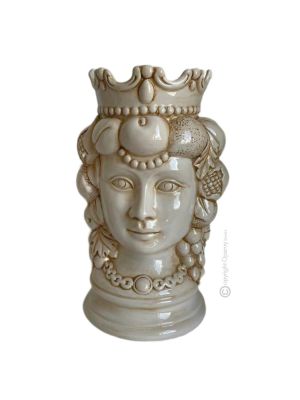 MORO HEADS FEMALE handmade ceramic artistic table ornament Made in Italy