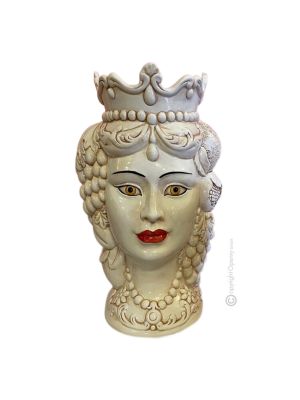 MORO HEADS FEMALE handmade ceramic artistic table ornament Made in Italy