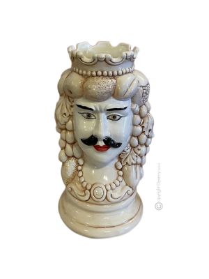 MORO HEADS MALE handmade ceramic artistic table ornament Made in Italy