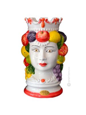 MORO HEADS FEMALE handmade ceramic artistic table ornament Made in Italy