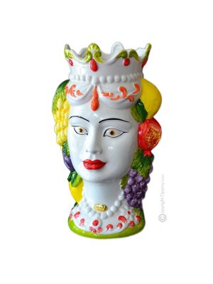 MORO HEADS FEMALE handmade ceramic artistic table ornament Made in Italy