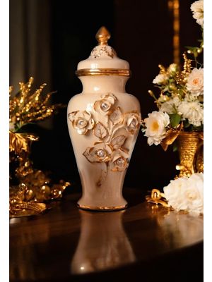 Handmade ceramic vase - Office décor - Lid jar Swarovski accents