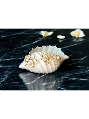 SHELL handmade ceramic table ornament Baroque style artistic with 24k gold details Made in Italy