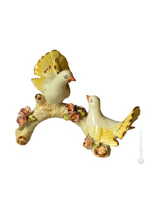 DOVES handmade ceramic table ornament Baroque style artistic with 24k gold details Made in Italy