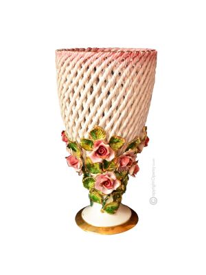 COPPA handmade ceramic table ornament Baroque style artistic with 24k gold details Made in Italy