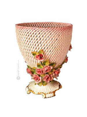 COPPA handmade ceramic table ornament Baroque style artistic with 24k gold details Made in Italy