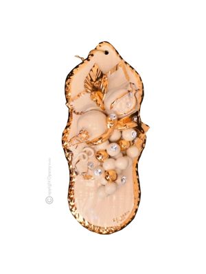 Ceramic wall sculpture art  - Home decò - Gold fruits & blooms