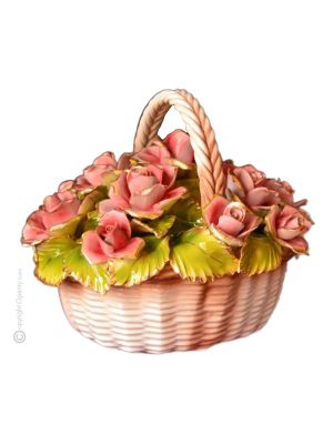 BASKET handmade ceramic table ornament Baroque style artistic with 24k gold details Made in Italy