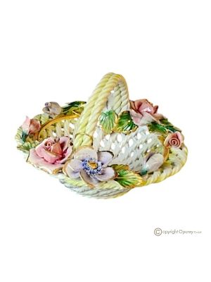 Decorative basket ceramic - Decor art - Botanical silhouettes